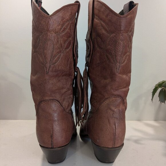 Laredo Brown leather mid-calf cowboy boots - women's size 5 - Picture 6 of 7